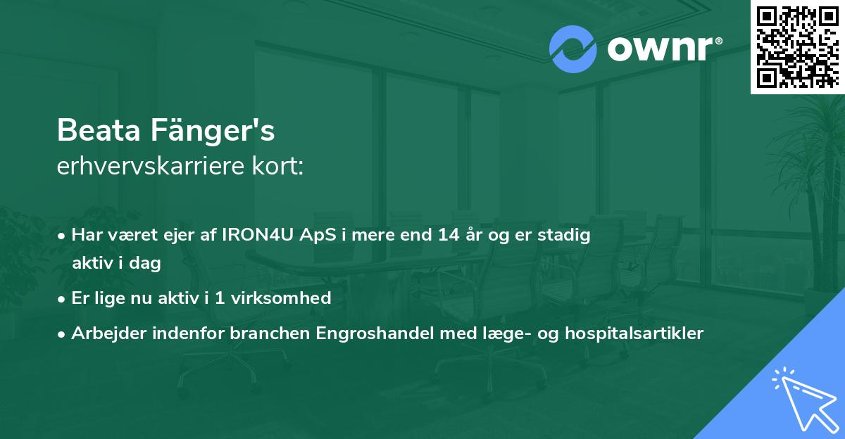 Beata Fänger's erhvervskarriere kort