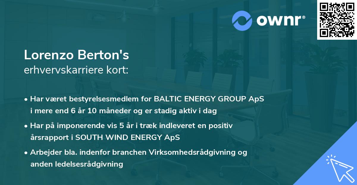 Lorenzo Berton's erhvervskarriere kort