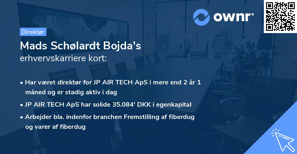 Mads Schølardt Bojda's erhvervskarriere kort