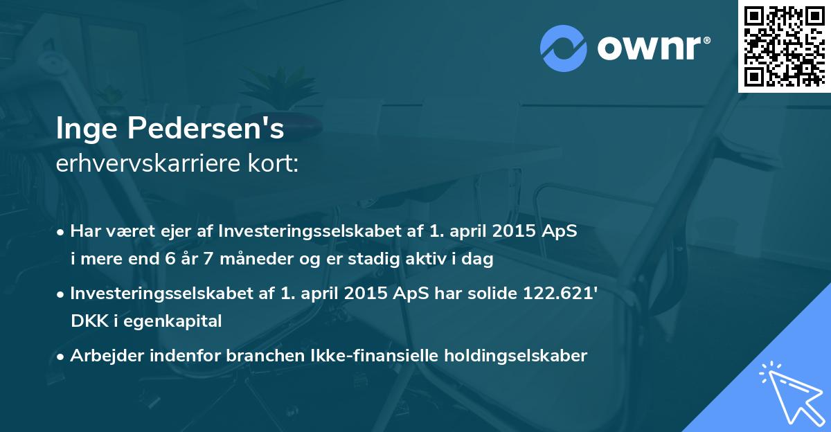 Inge Pedersen's erhvervskarriere kort