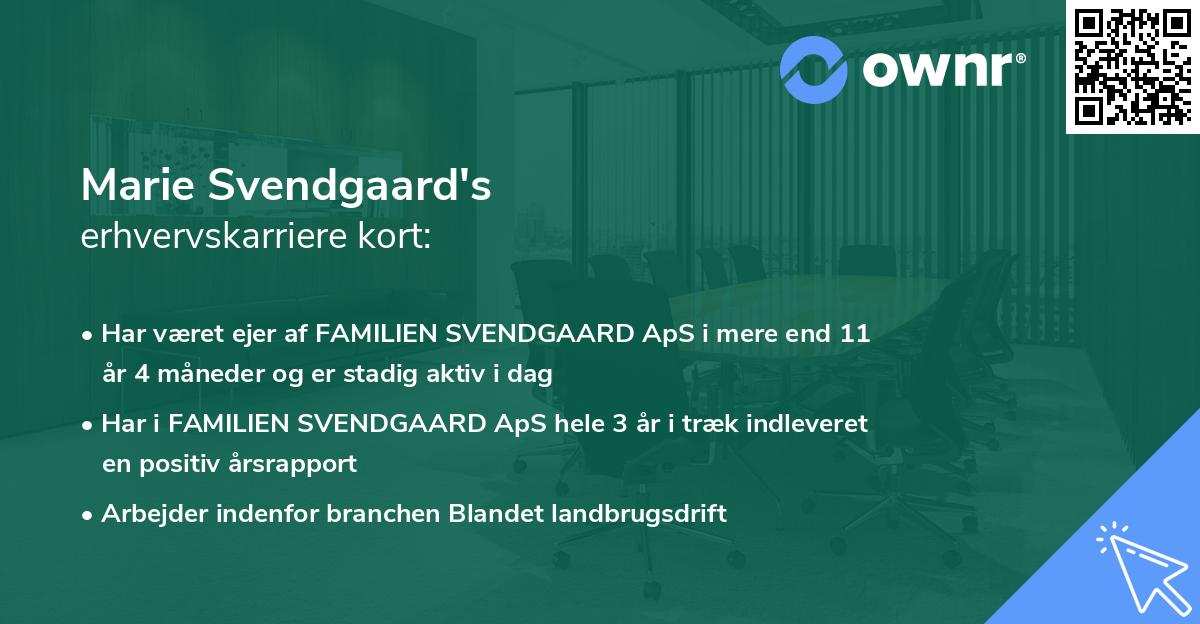 Marie Svendgaard's erhvervskarriere kort