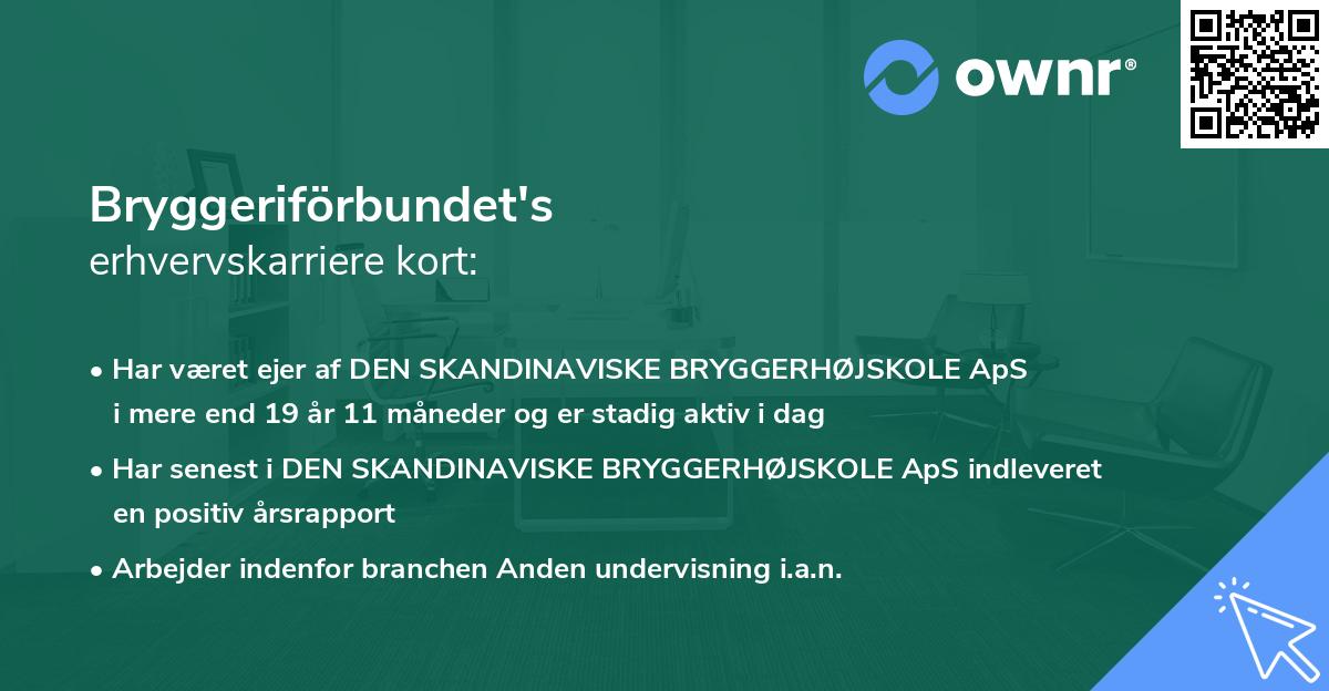 Bryggeriförbundet's erhvervskarriere kort