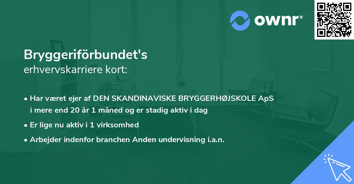 Bryggeriförbundet's erhvervskarriere kort