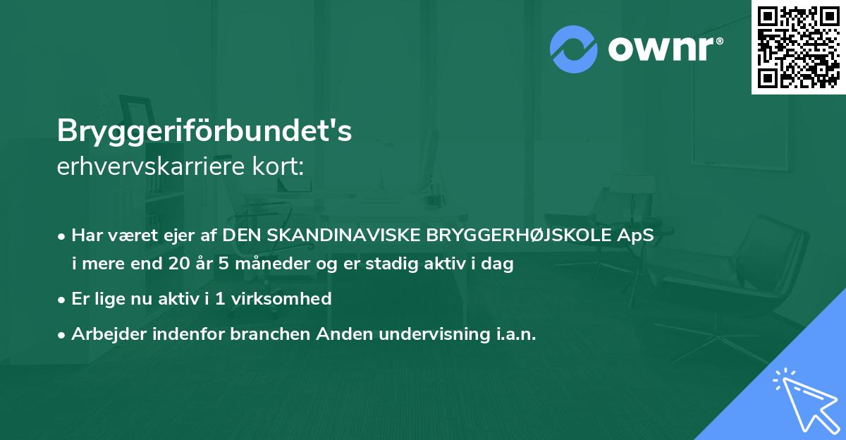Bryggeriförbundet's erhvervskarriere kort
