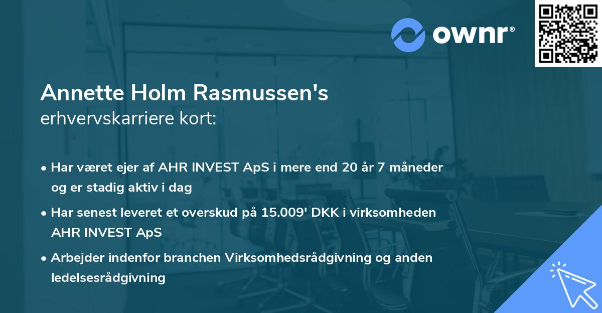 Annette Holm Rasmussen's erhvervskarriere kort