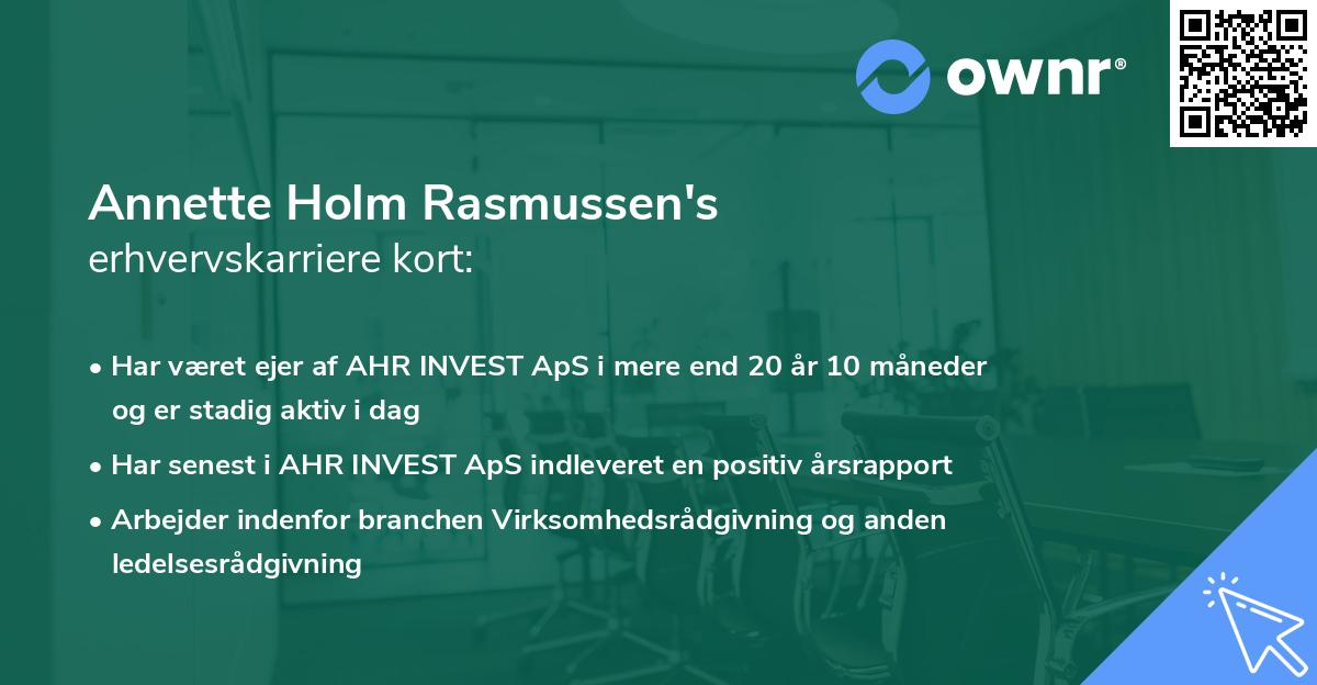 Annette Holm Rasmussen's erhvervskarriere kort