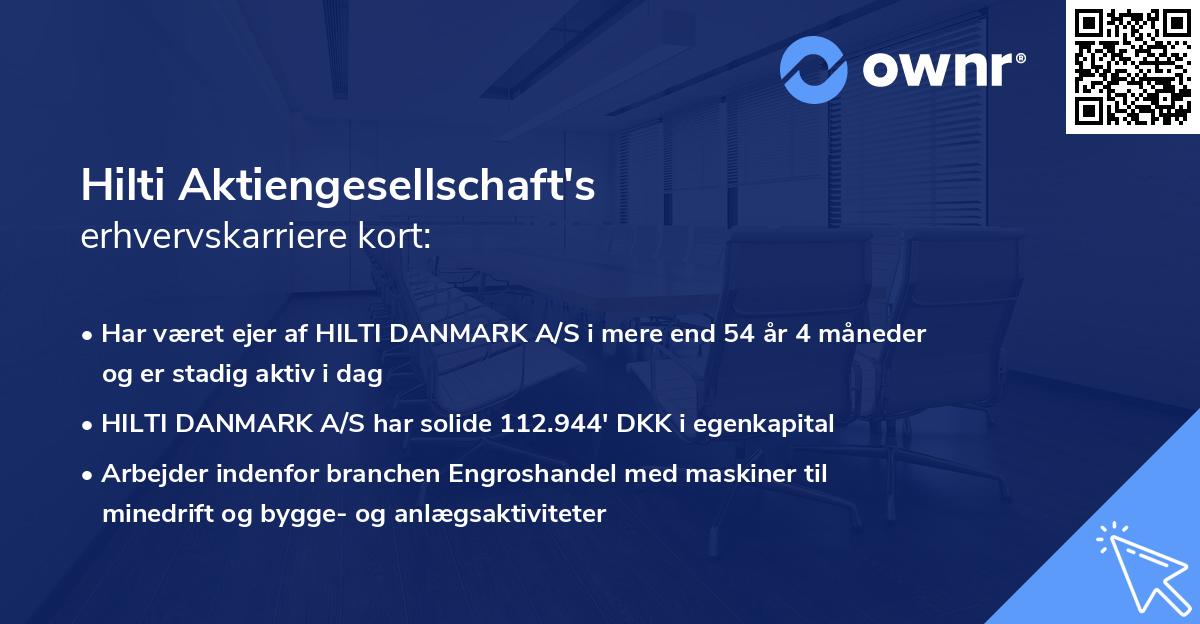 Hilti Aktiengesellschaft's erhvervskarriere kort