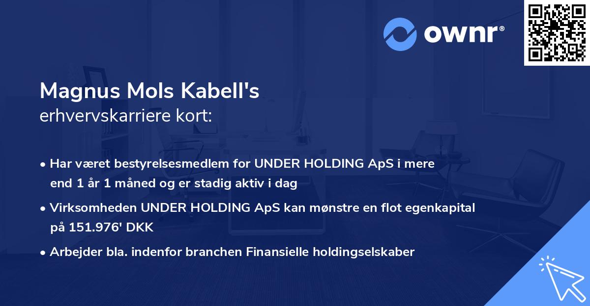 Magnus Mols Kabell's erhvervskarriere kort