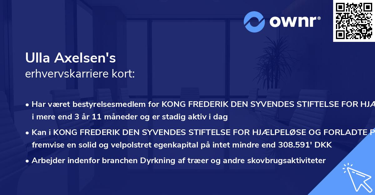 Ulla Axelsen's erhvervskarriere kort