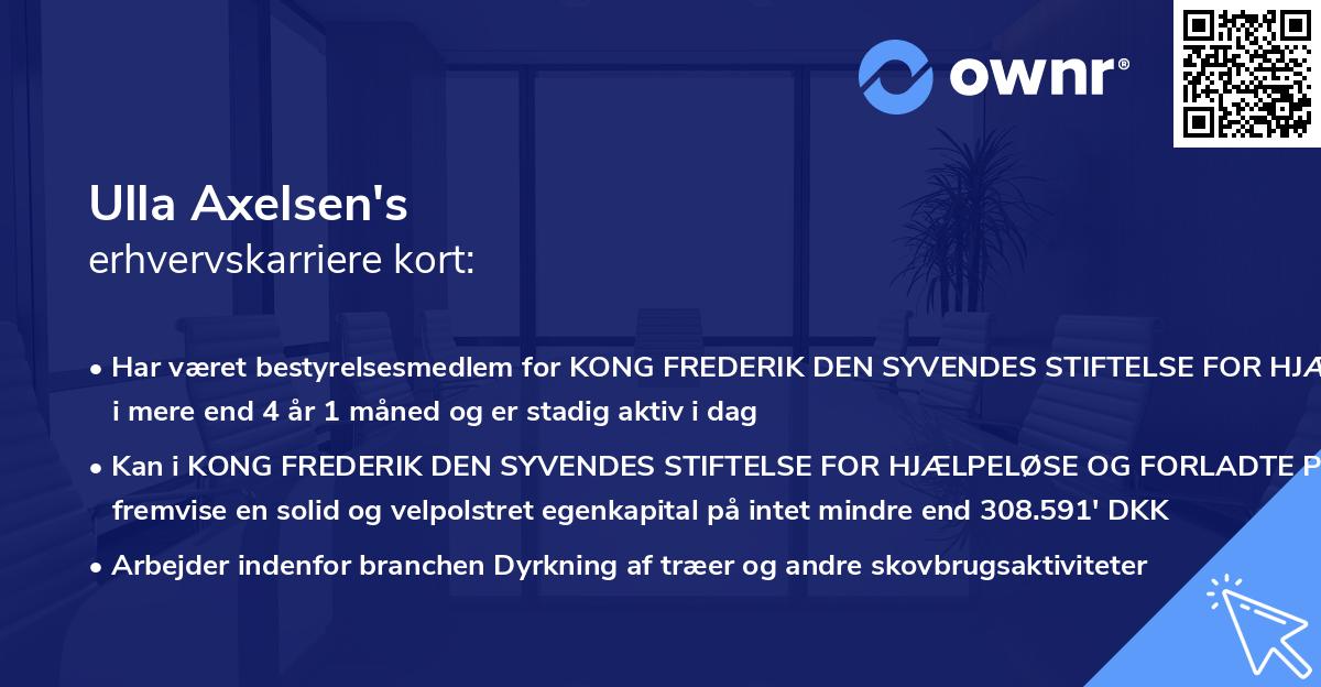 Ulla Axelsen's erhvervskarriere kort
