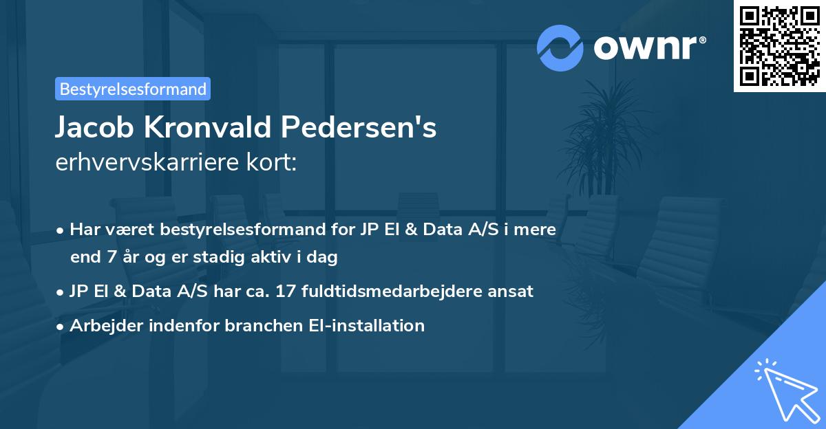 Jacob Kronvald Pedersen's erhvervskarriere kort