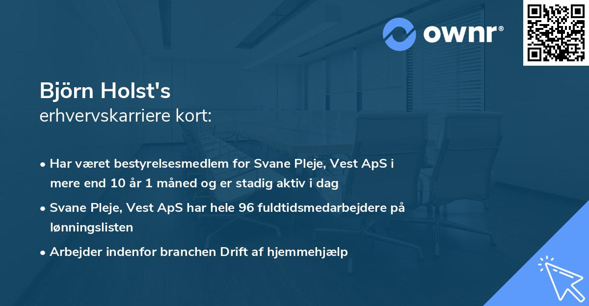 Björn Holst's erhvervskarriere kort