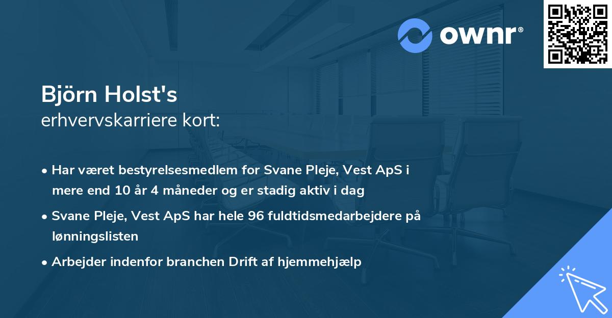 Björn Holst's erhvervskarriere kort