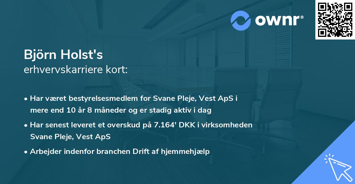 Björn Holst's erhvervskarriere kort