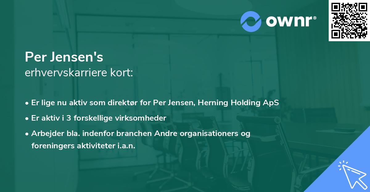 Per Jensen's erhvervskarriere kort
