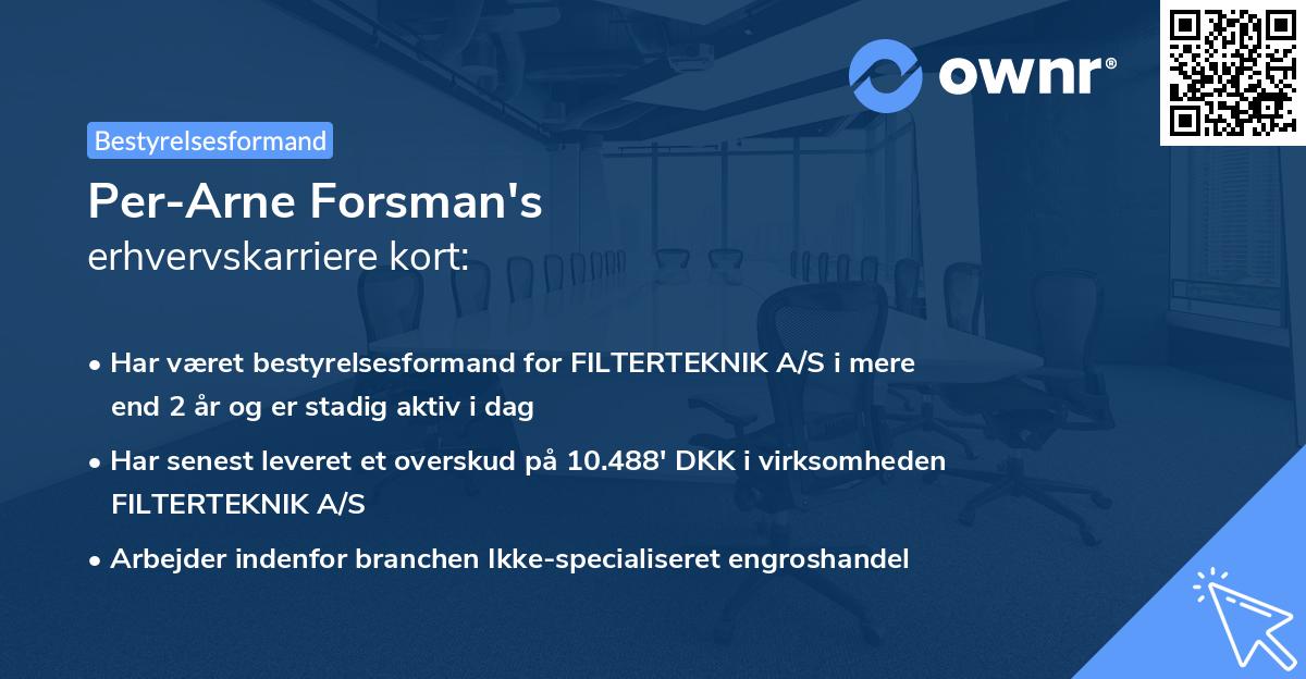 Per-Arne Forsman's erhvervskarriere kort
