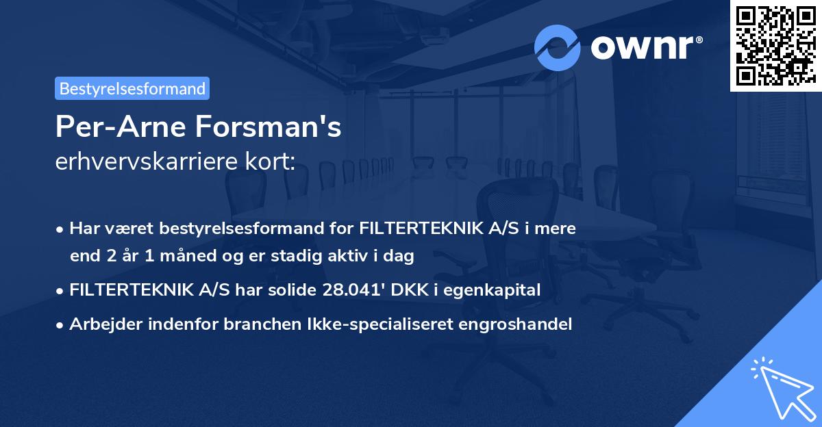 Per-Arne Forsman's erhvervskarriere kort