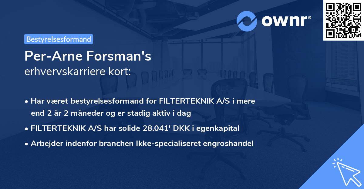 Per-Arne Forsman's erhvervskarriere kort