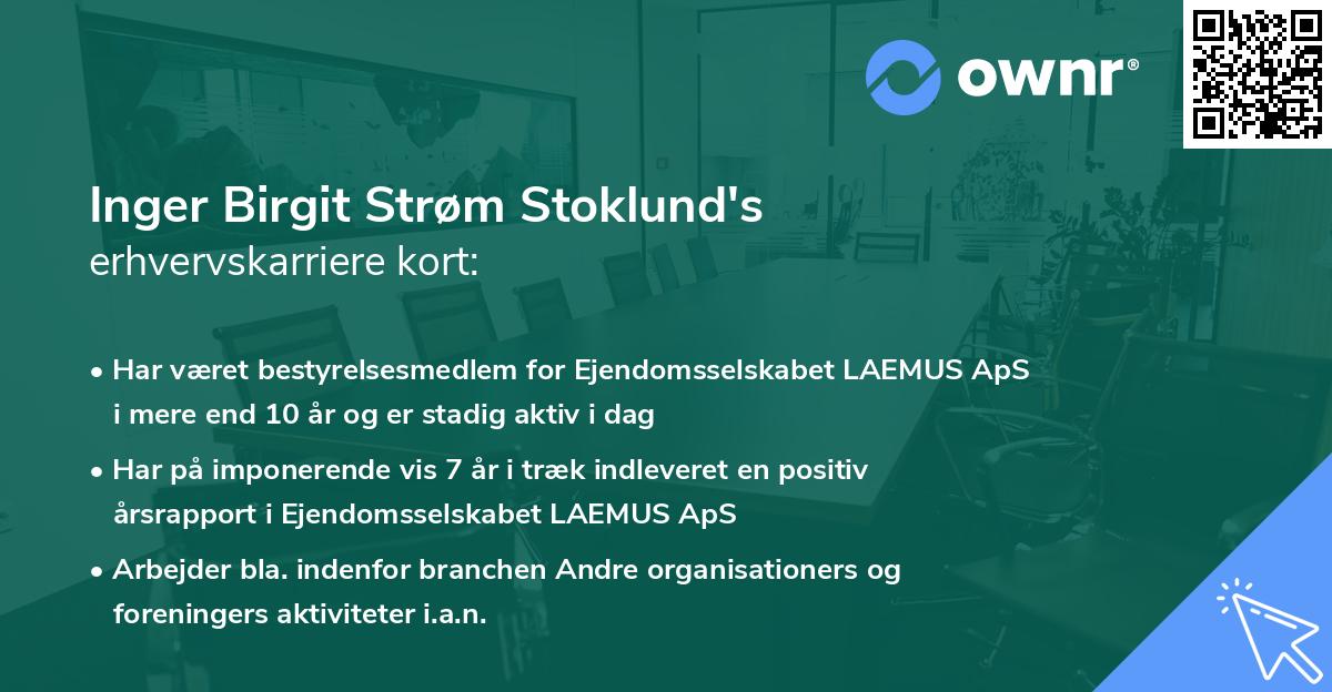 Inger Birgit Strøm Stoklund's erhvervskarriere kort