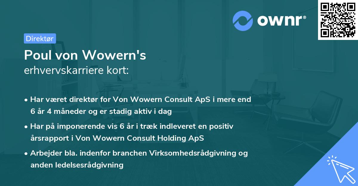 Poul von Wowern's erhvervskarriere kort