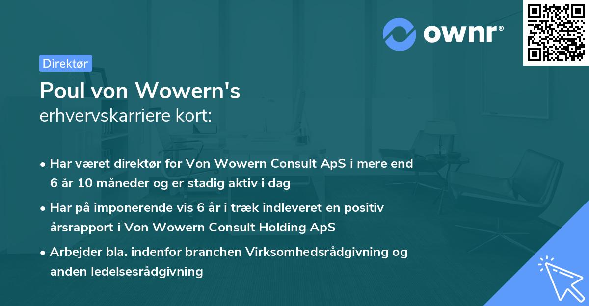 Poul von Wowern's erhvervskarriere kort