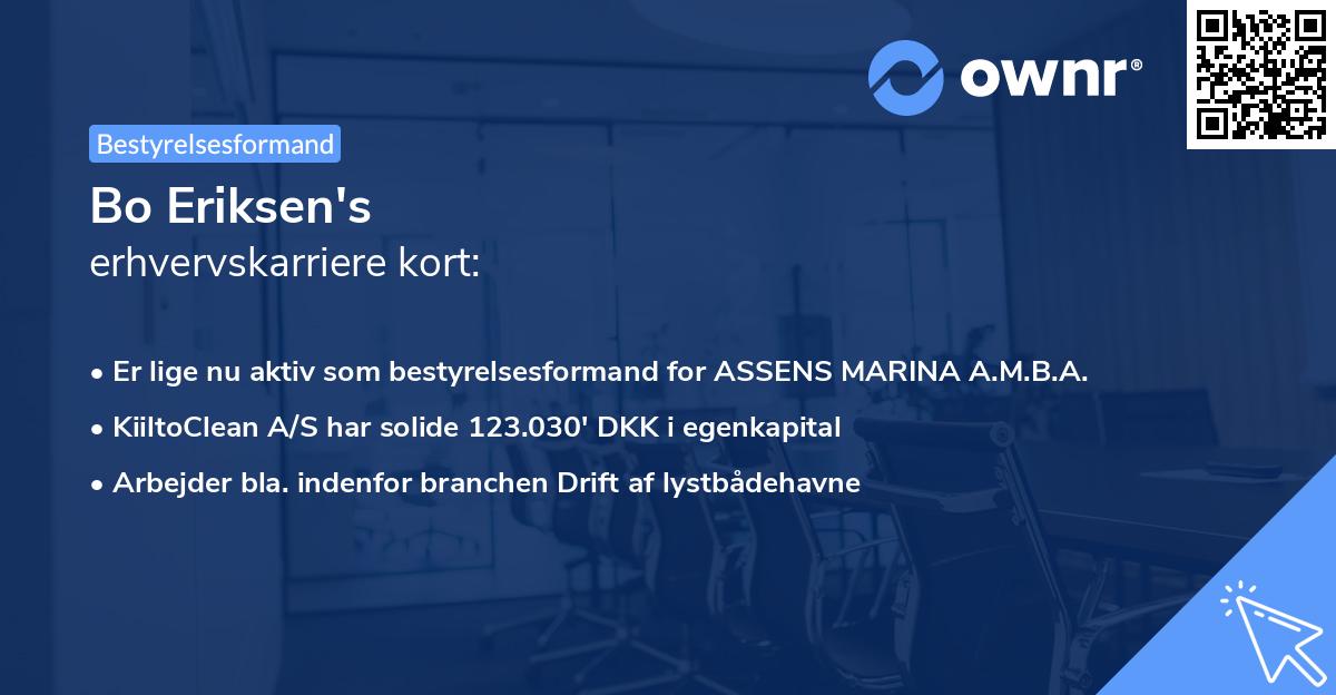 Bo Eriksen's erhvervskarriere kort