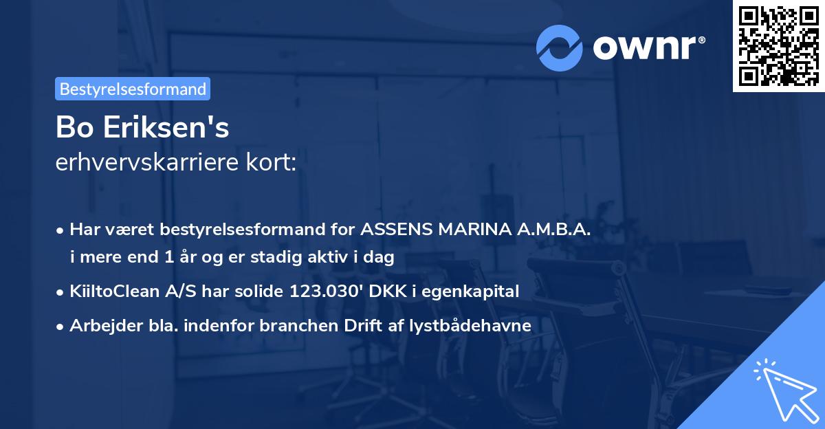 Bo Eriksen's erhvervskarriere kort