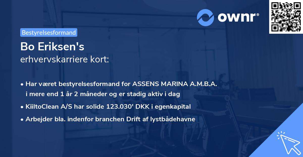 Bo Eriksen's erhvervskarriere kort