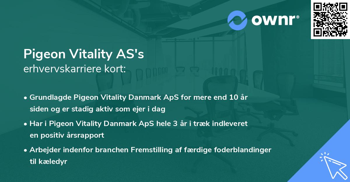 Pigeon Vitality AS's erhvervskarriere kort