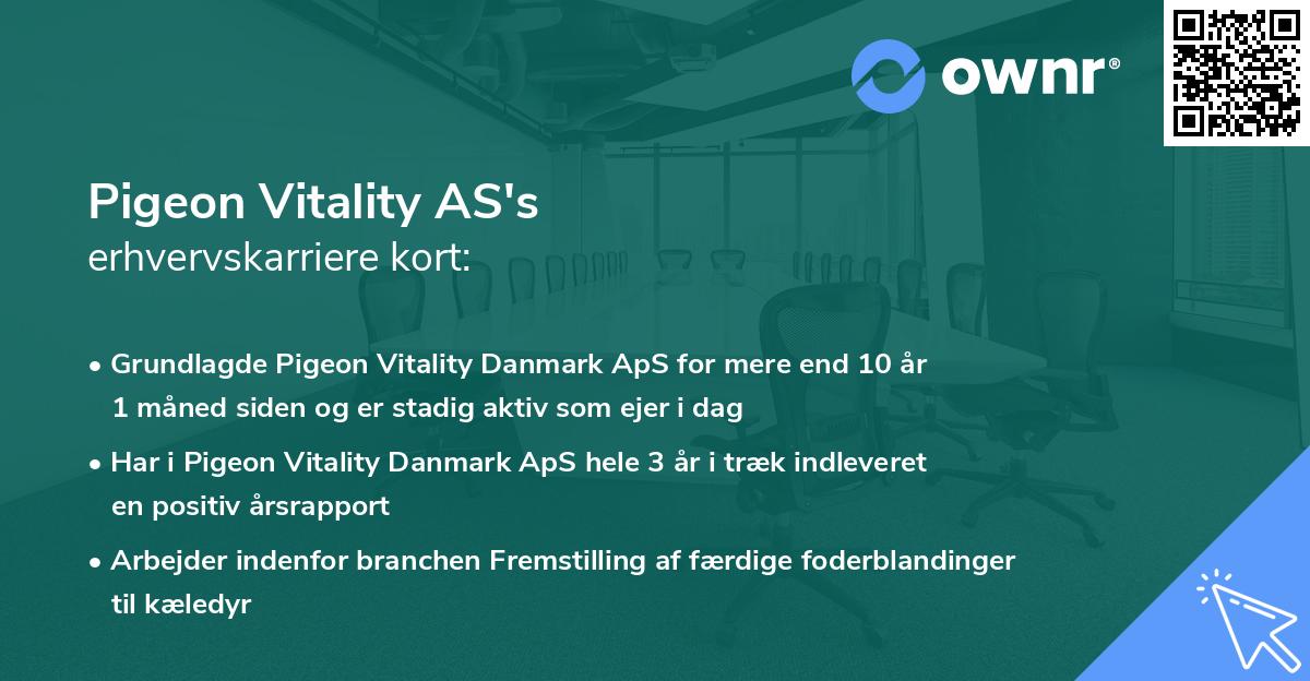 Pigeon Vitality AS's erhvervskarriere kort