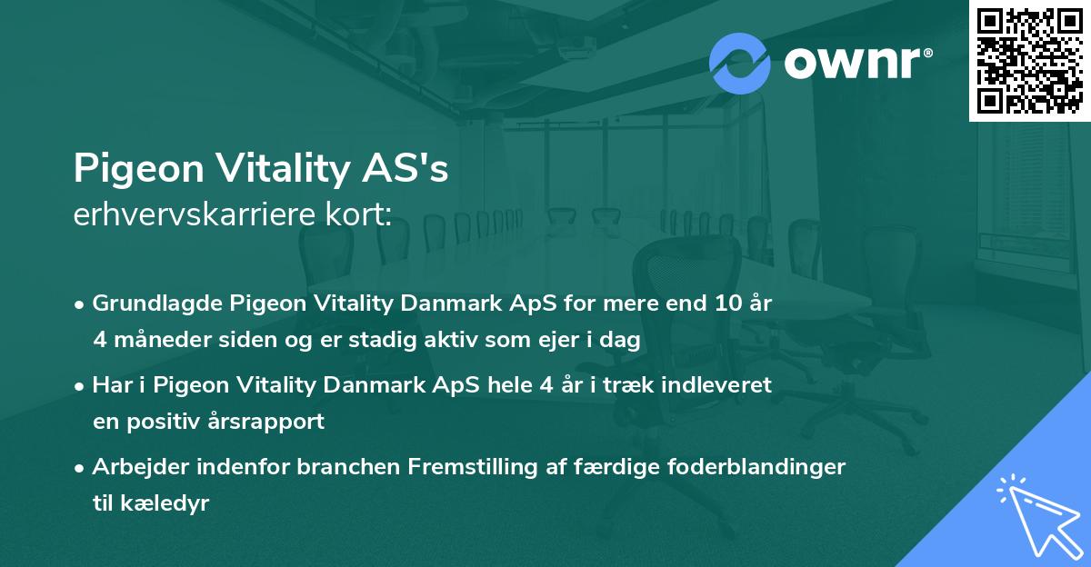 Pigeon Vitality AS's erhvervskarriere kort
