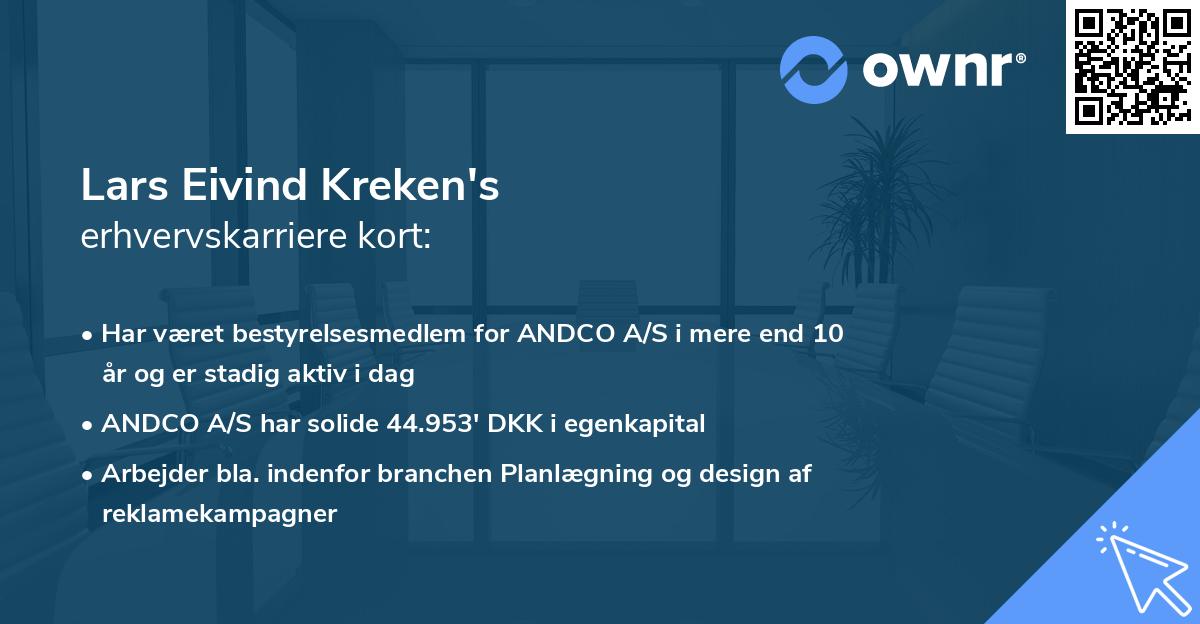 Lars Eivind Kreken's erhvervskarriere kort