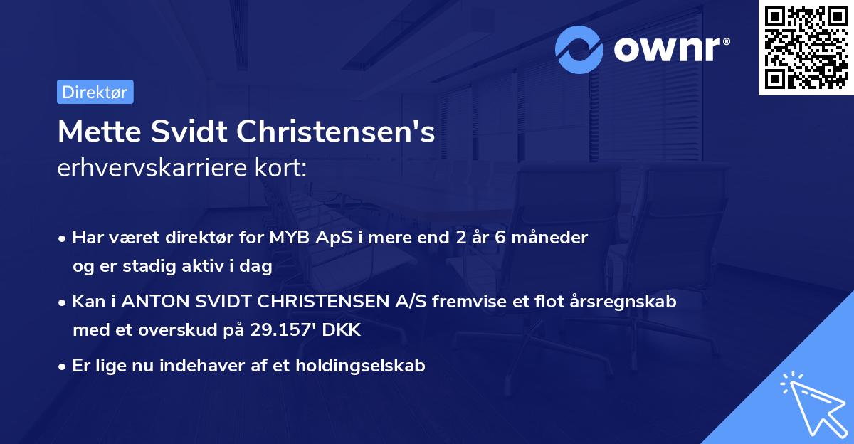 Mette Svidt Christensen's erhvervskarriere kort