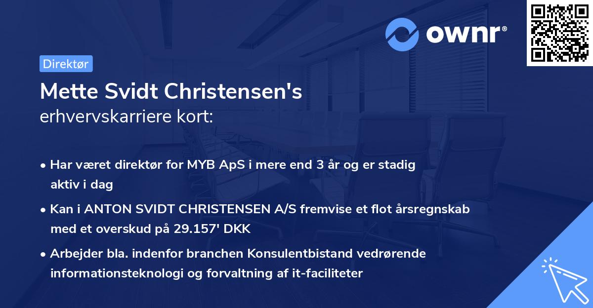 Mette Svidt Christensen's erhvervskarriere kort