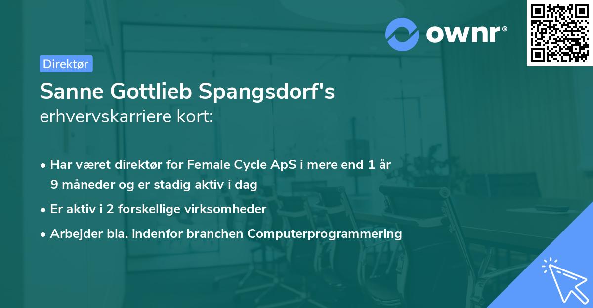 Sanne Gottlieb Spangsdorf's erhvervskarriere kort