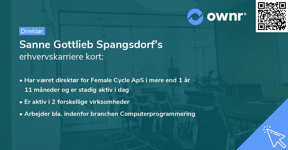 Sanne Gottlieb Spangsdorf's erhvervskarriere kort