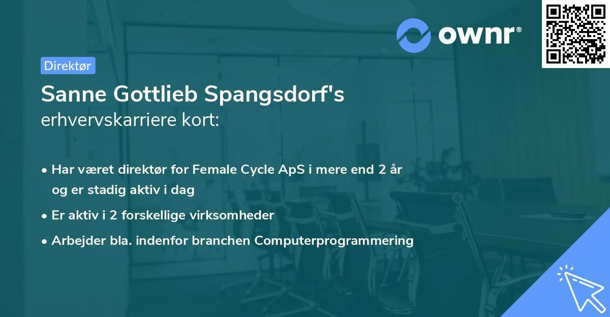 Sanne Gottlieb Spangsdorf's erhvervskarriere kort