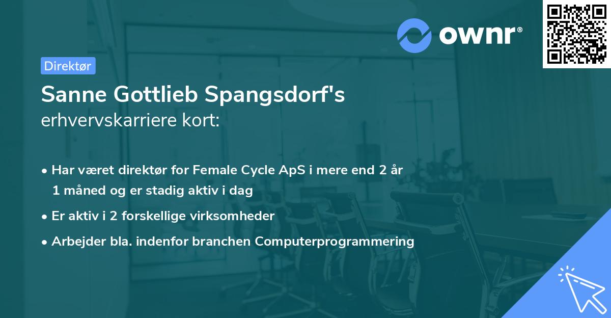 Sanne Gottlieb Spangsdorf's erhvervskarriere kort