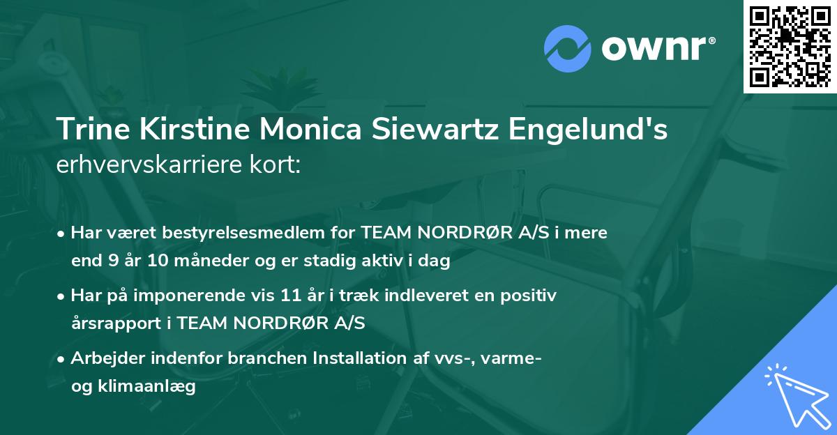 Trine Kirstine Monica Siewartz Engelund's erhvervskarriere kort