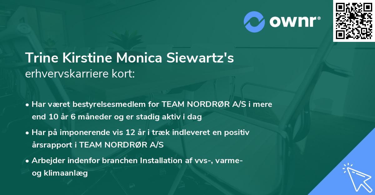 Trine Kirstine Monica Siewartz's erhvervskarriere kort