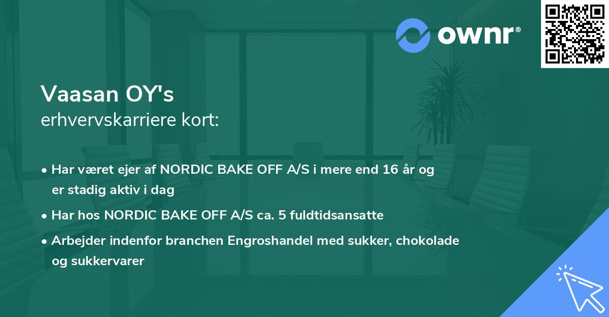 Vaasan OY's erhvervskarriere kort
