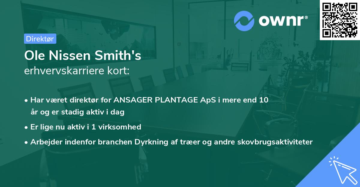Ole Nissen Smith's erhvervskarriere kort