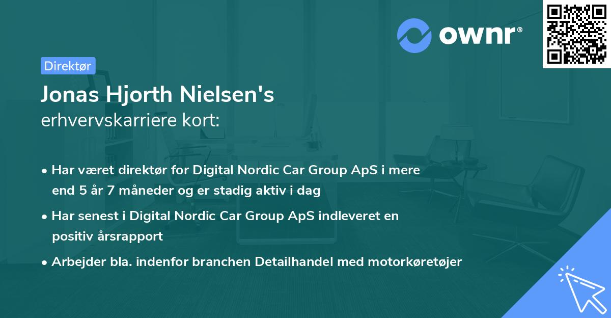 Jonas Hjorth Nielsen's erhvervskarriere kort