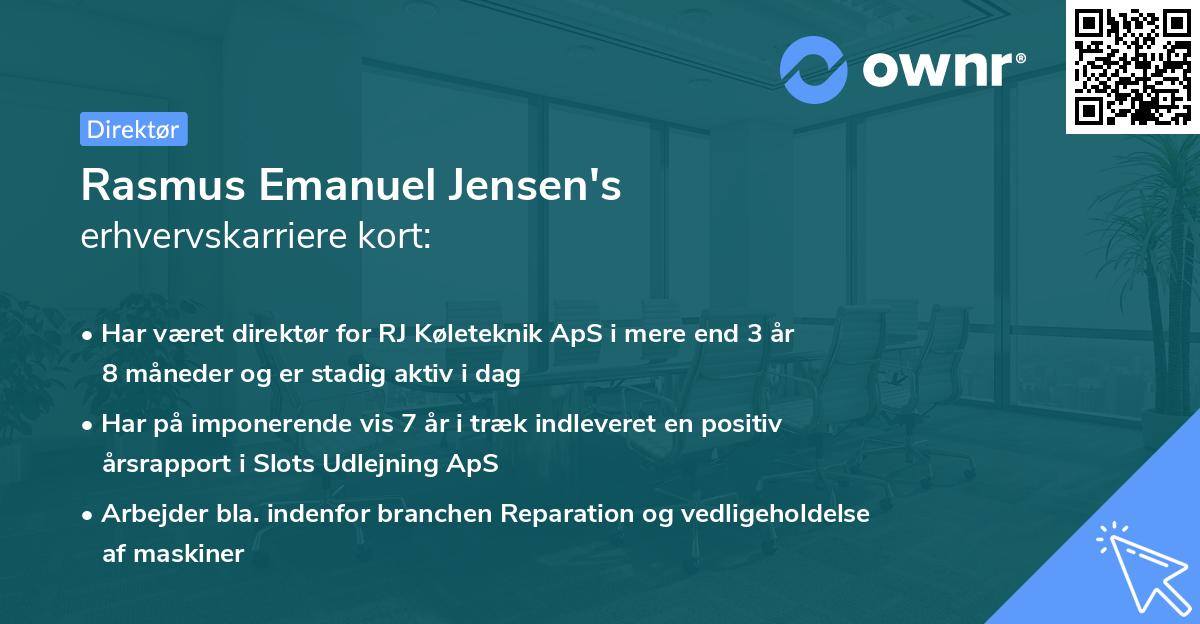 Rasmus Emanuel Jensen's erhvervskarriere kort