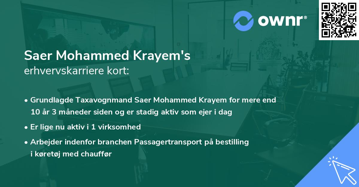 Saer Mohammed Krayem's erhvervskarriere kort