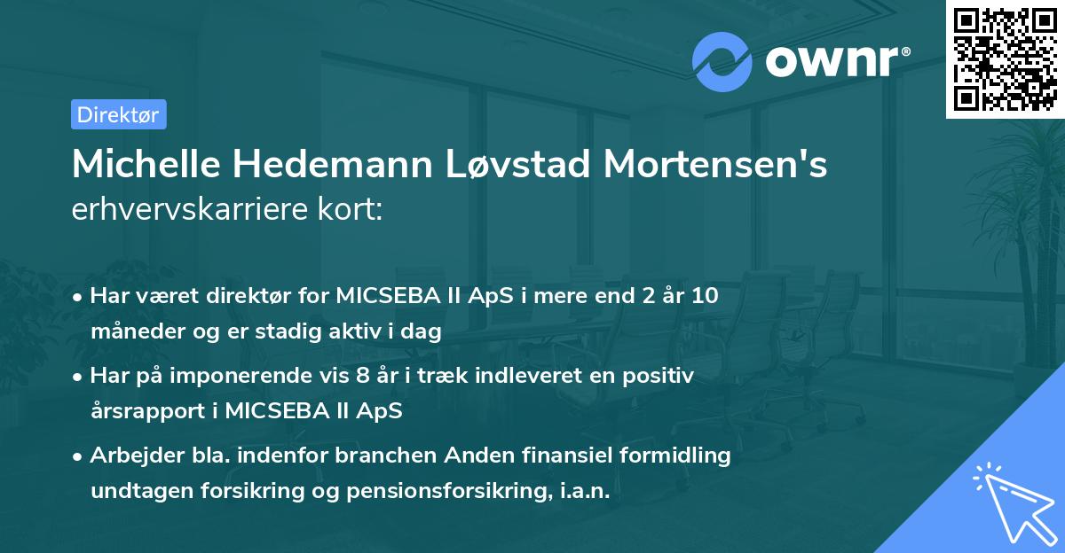 Michelle Hedemann Løvstad Mortensen's erhvervskarriere kort