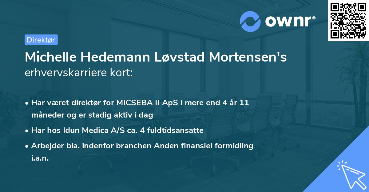 Michelle Hedemann Løvstad Mortensen's erhvervskarriere kort