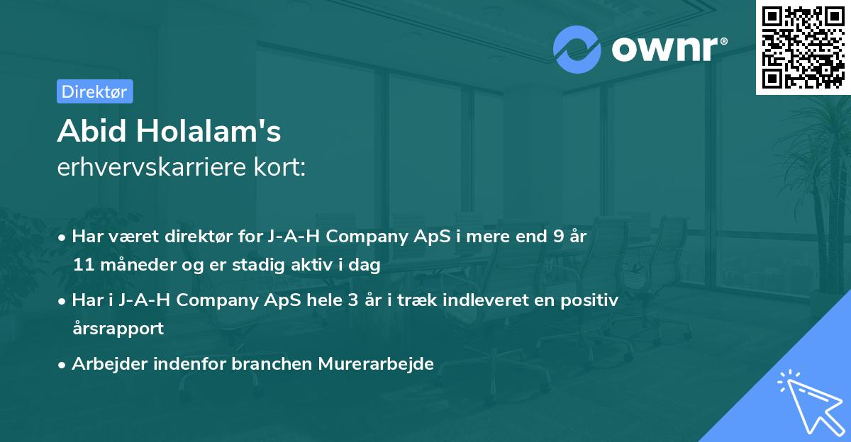 Abid Holalam's erhvervskarriere kort