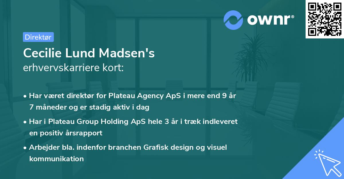 Cecilie Lund Madsen's erhvervskarriere kort