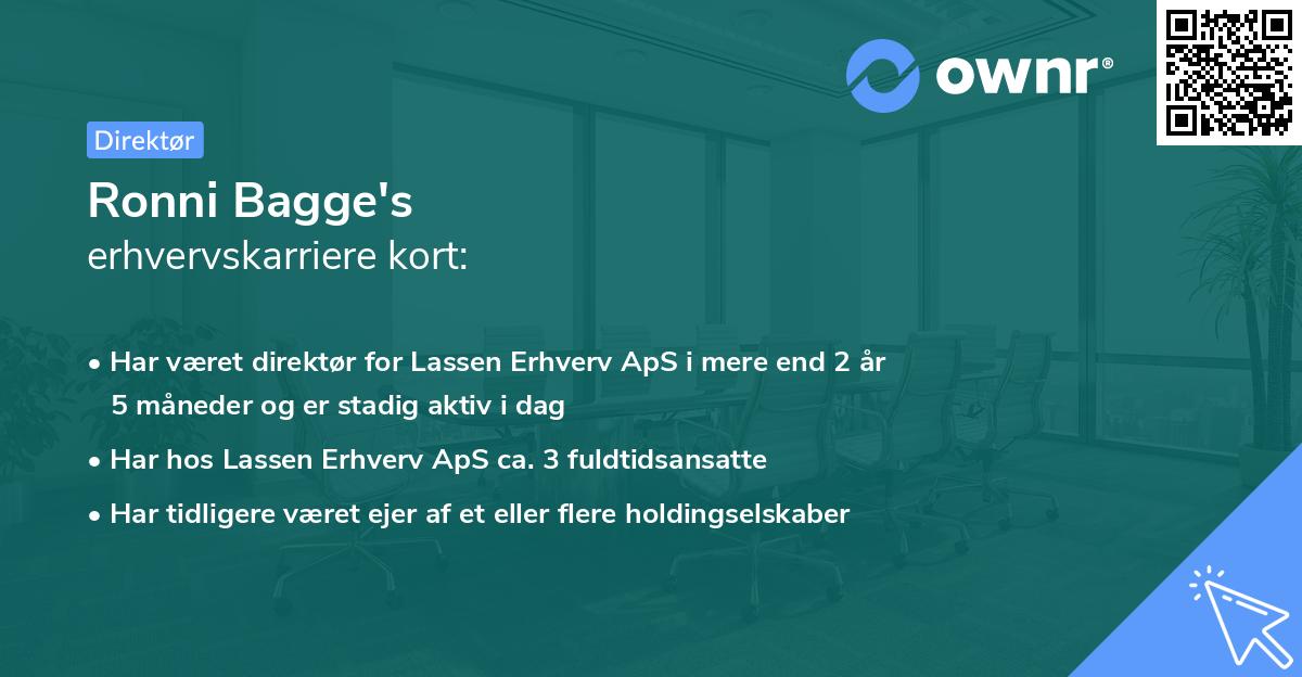 Ronni Bagge's erhvervskarriere kort